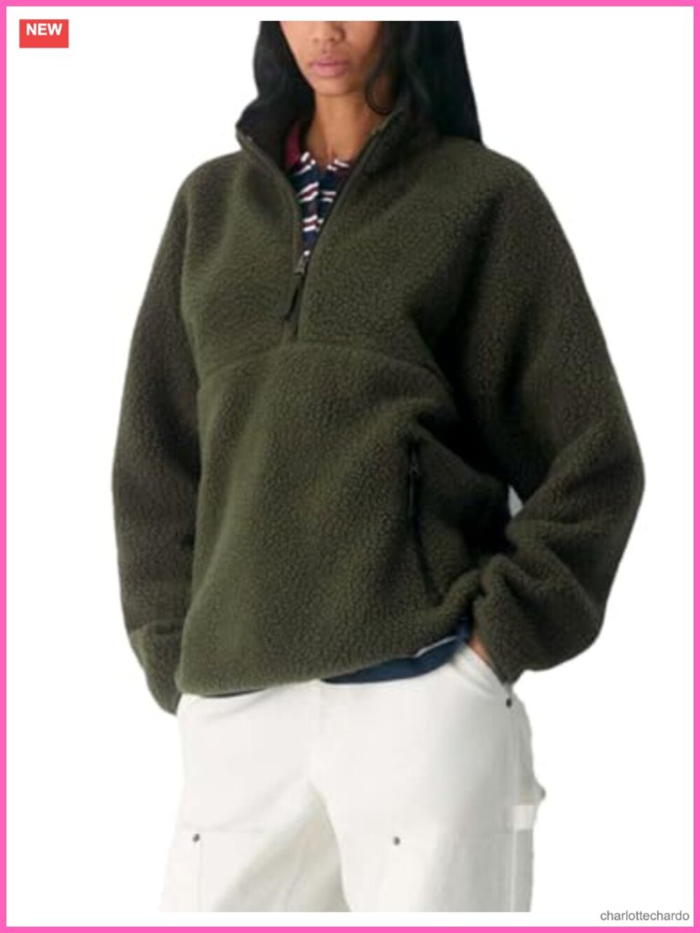 Quarter Zip Fleece Pullover Fuzzy Sherpa Jacket